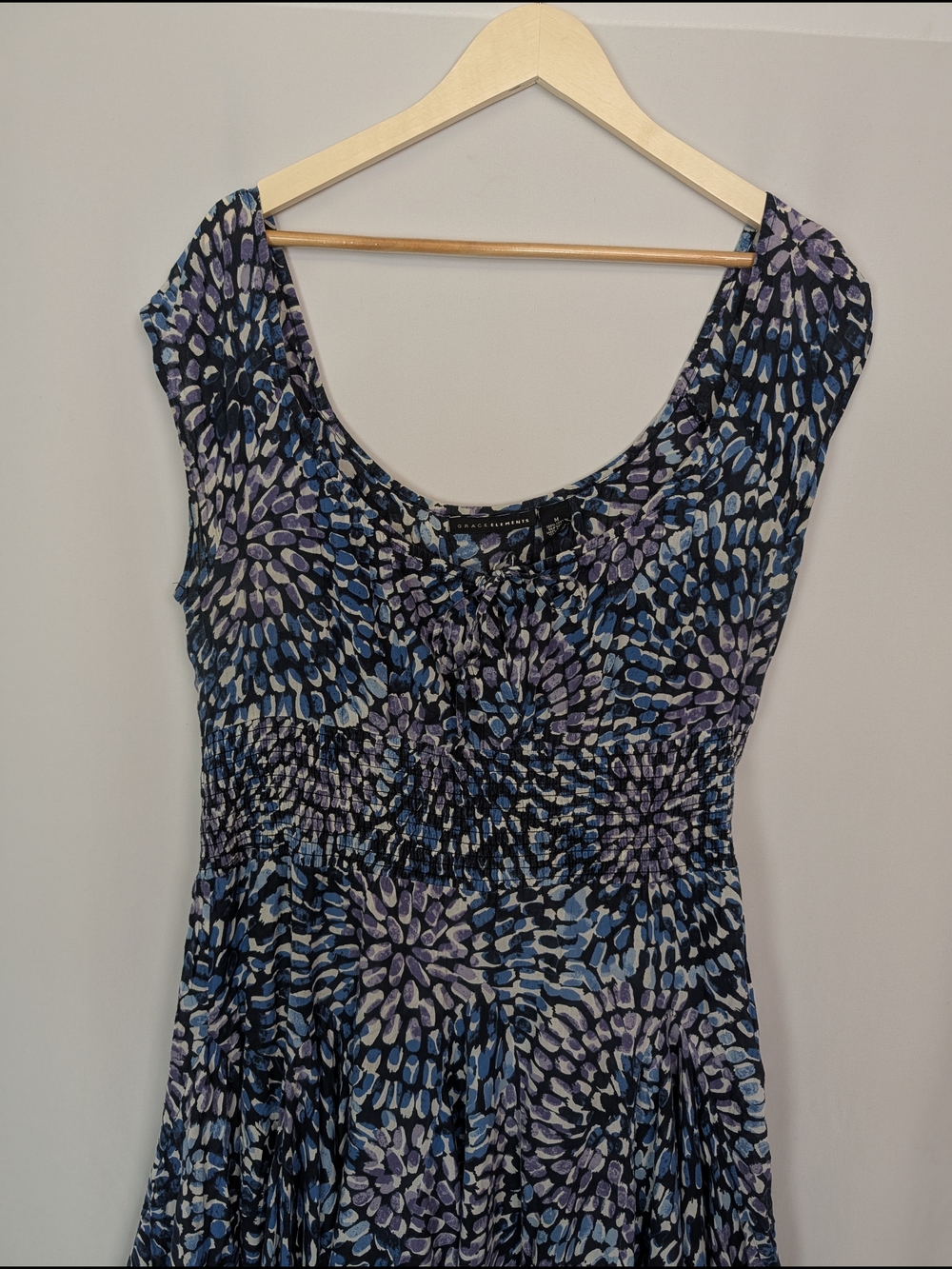 Grace Elements Blue Print Cotton Midi Dress - Picture 3 of 9